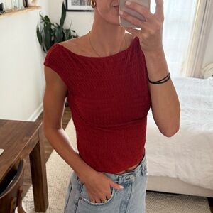 Reformation Darra Knit Top in Red Sz S